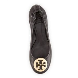 Tory Burch Reva Leather Ballet Flats Black Size 6